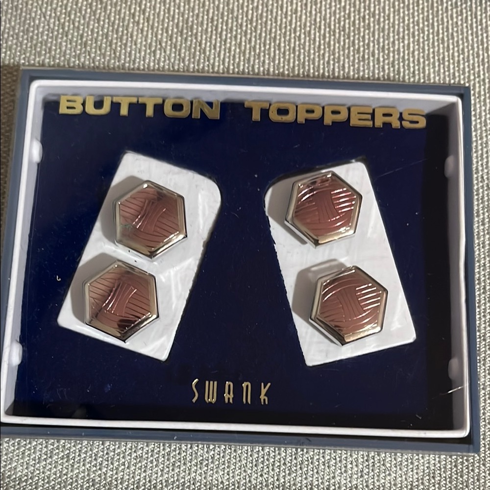 Vintage IN ORIGINAL BOX 1940’s Two-Tone Button Toppers by Swank